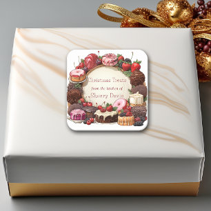 Christmas Cookies Candy Brownies Donuts Square Sticker