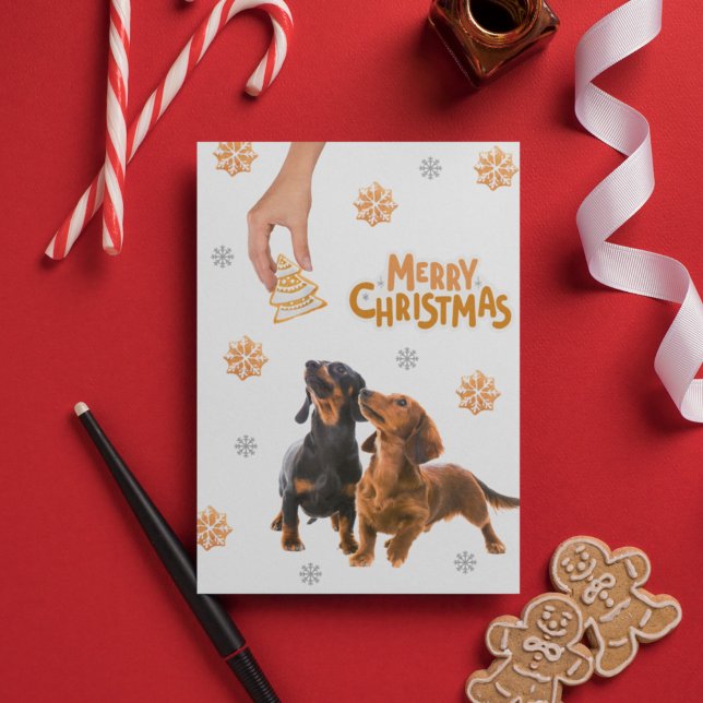 Christmas Cookies Dachshund Puppies Dog  Holiday Card (Creator Uploaded)