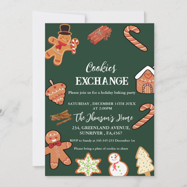 Christmas Cookies Exchange Party Invitation (Front)