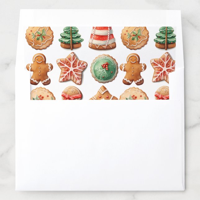 Christmas Cookies Exchange Red Green Holiday Envelope Liner (In Envelope)