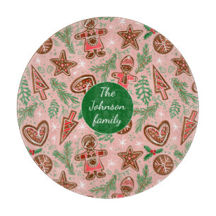 Christmas cookies family green  cutting board