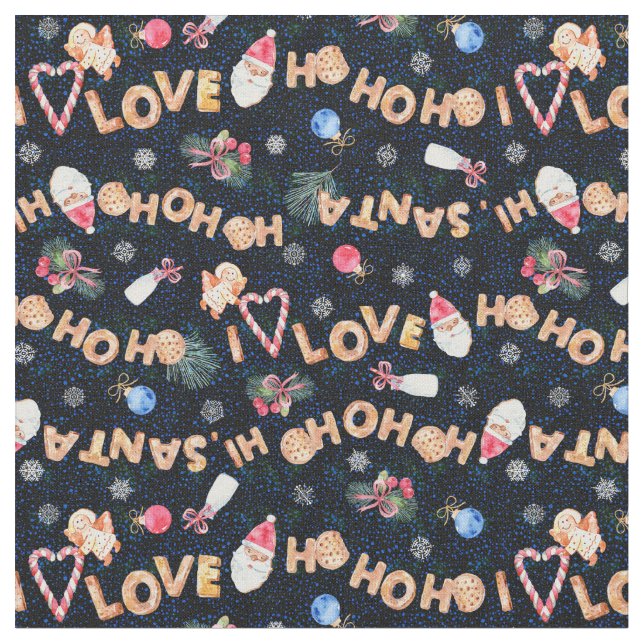 Christmas Cookies Festive Holiday Fabric (Close Up)