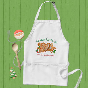 Christmas Cookies for Santa Green Classic Round St Adult Apron