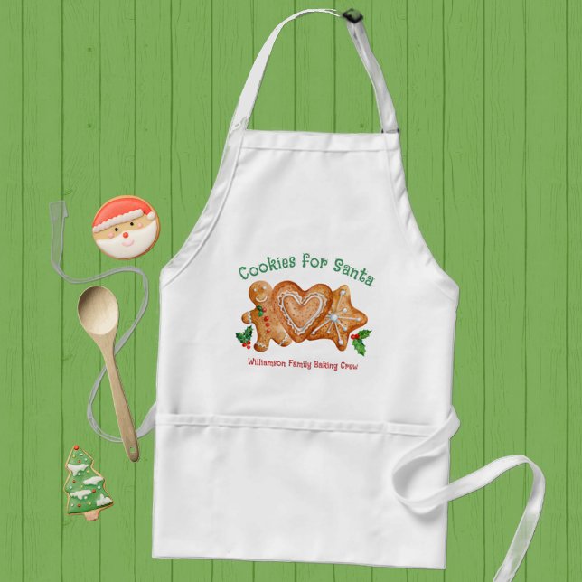 Christmas Cookies for Santa Green Classic Round St Adult Apron (Creator Uploaded)