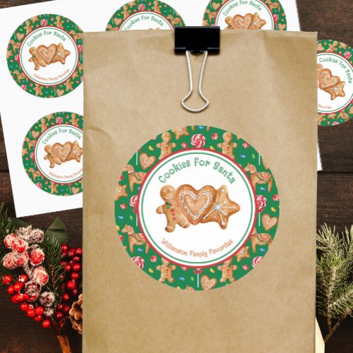 Christmas Cookies for Santa Green Classic Round Sticker