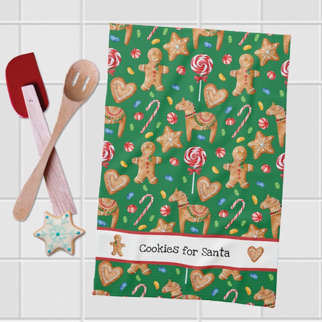 Christmas Cookies for Santa Green Kitchen Towel (Creator Uploaded)