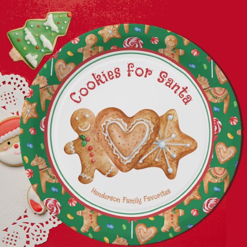 Christmas Cookies for Santa Green  Paper Plates