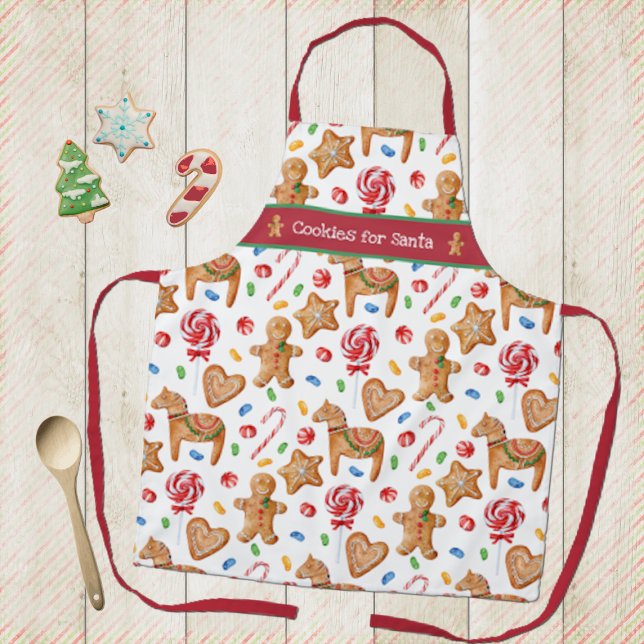 Christmas Cookies for Santa White Baking Apron (Creator Uploaded)