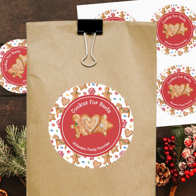 Christmas Cookies for Santa White Classic Round Sticker (Creator Uploaded)