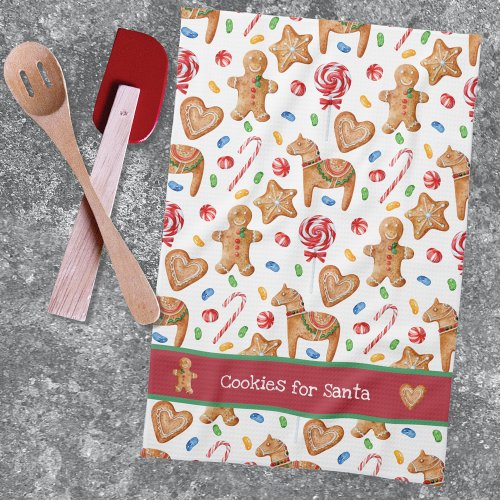 Christmas Cookies for Santa White  Kitchen Towel