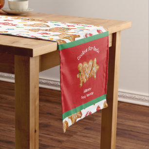 Christmas Cookies for Santa White Short Table Runner
