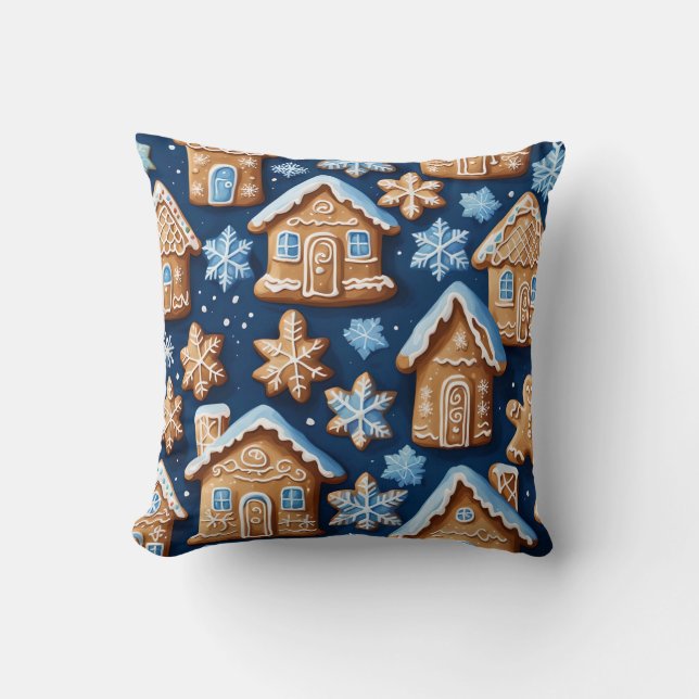 Christmas cookies ginger breadman Winter holiday   Throw Pillow (Front)