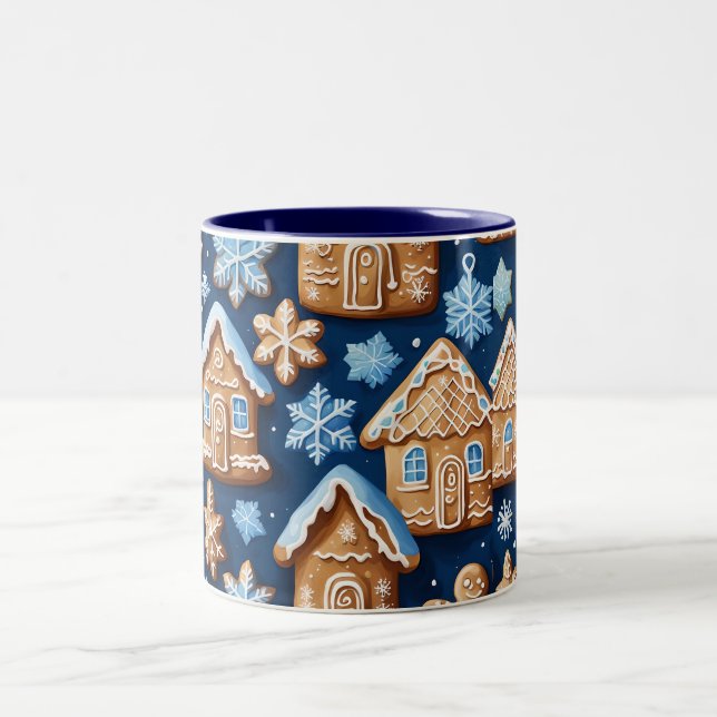 Christmas cookies ginger breadman Winter holiday  Two-Tone Coffee Mug (Center)