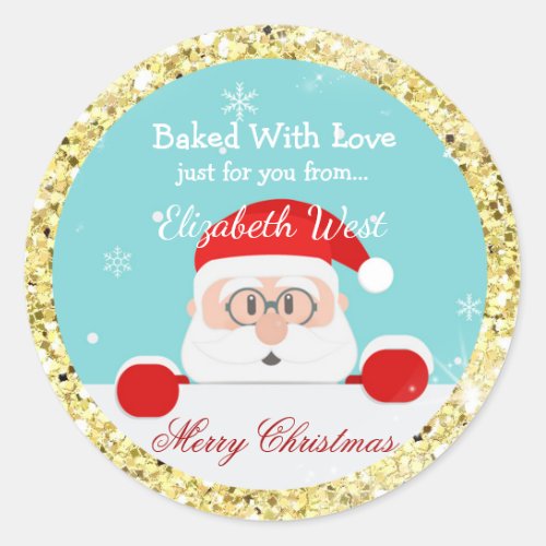 Christmas Cookies Gold Glitter Treat Stickers