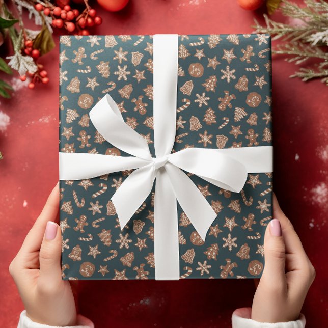 Christmas Cookies Green Pattern Wrapping Paper (Creator Uploaded)