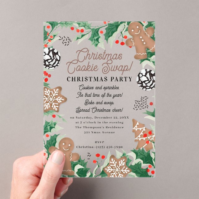 Christmas Cookies Holiday Baking Cookie Swap Acrylic Invitations (Insitu (Handheld))