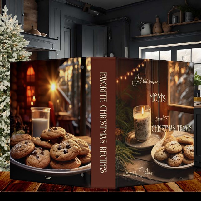 Christmas Cookies Holiday Recipe Binder (Nostalgic family Christmas recipe binder featuring a feel-good scene with delicious cookies)