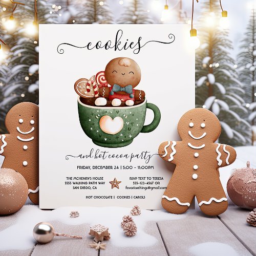 Christmas Cookies  Hot Cocoa Holiday Party Invitation