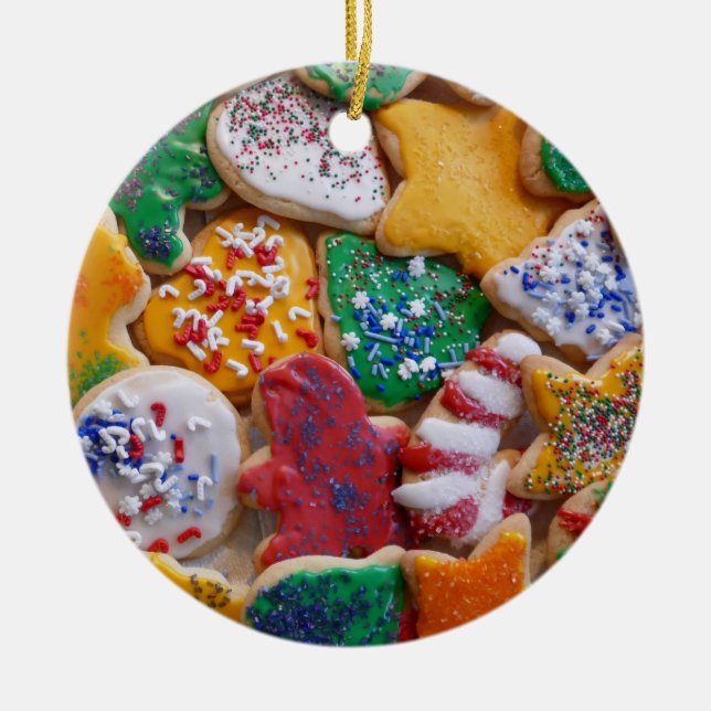 Christmas Cookies I Colorful Holiday Baking Ceramic Ornament (Front)