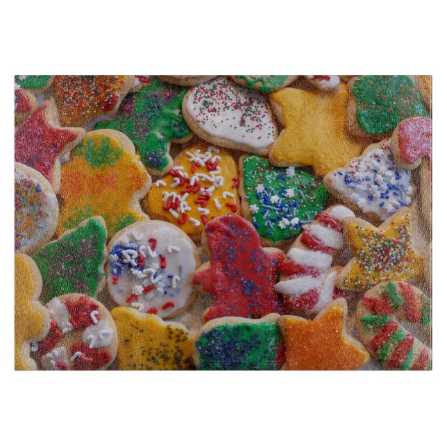 Christmas Cookies I Colorful Holiday Baking Cutting Board (Front)