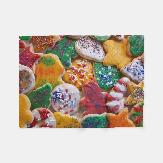 Christmas Cookies I Colorful Holiday Baking Fleece Blanket (Front (Horizontal))