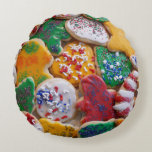 Christmas Cookies I Colorful Holiday Baking Round Pillow