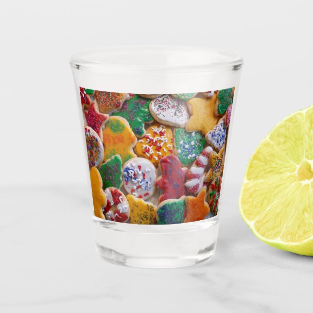 Christmas Cookies I Colorful Holiday Baking Shot Glass (Front)