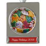 Christmas Cookies I Colorful Holiday Baking Silver Plated Banner Ornament