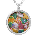 Christmas Cookies I Colorful Holiday Baking Silver Plated Necklace