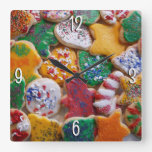 Christmas Cookies I Colorful Holiday Baking Square Wall Clock
