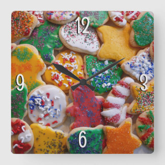 Christmas Cookies I Colorful Holiday Baking Square Wall Clock