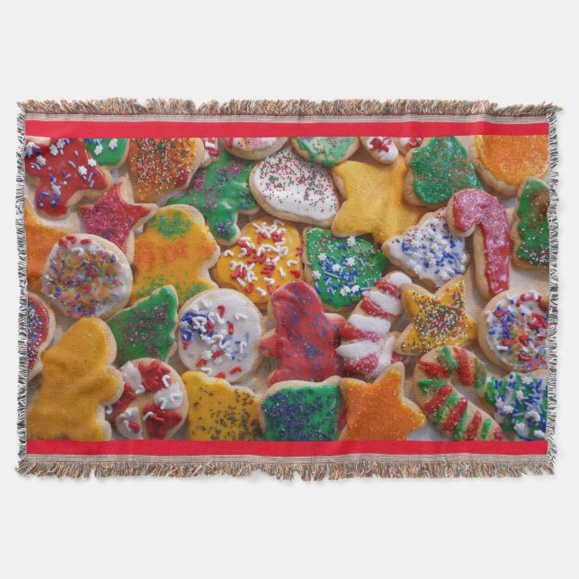 Christmas Cookies I Colorful Holiday Baking Throw Blanket (Front)