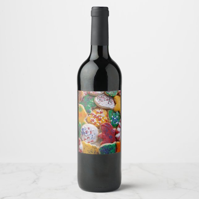 Christmas Cookies I Colorful Holiday Baking Wine Label (Front)