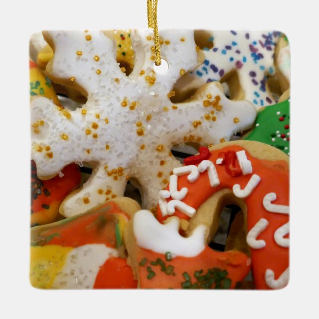 Christmas Cookies II Colorful Holiday Baking Ceramic Ornament (Front)