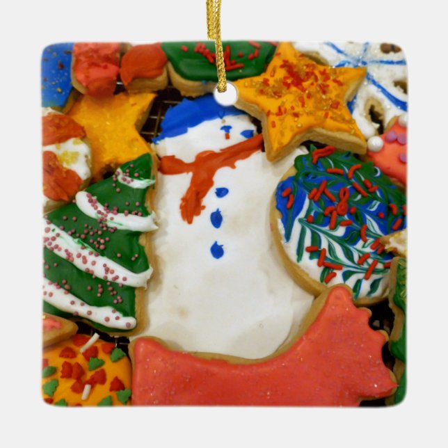 Christmas Cookies III Colorful Holiday Baking Ceramic Ornament (Front)