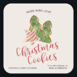 Christmas Cookies Made With Love Trendy Watercolor Square Sticker<br><div class="desc">A trendy and modern label for you to attach to your gifts of baked Christmas cookies. The sticker features and watercolor graphic of baked Christmas cookies with custom text for the cookie type and your name.</div>