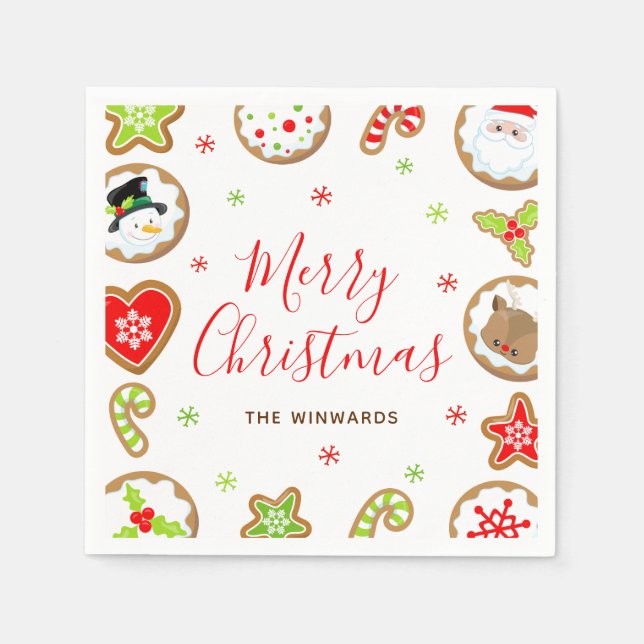 Christmas Cookies Merry Christmas Red and Green Napkins (Front)