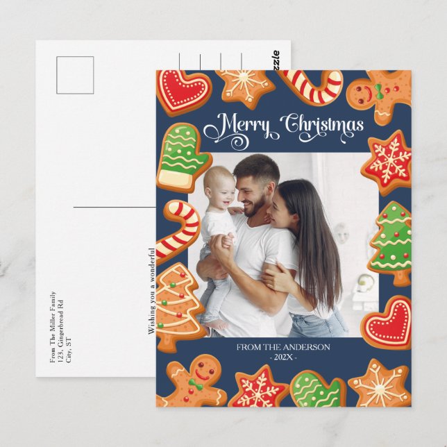 Christmas Cookies Merry One Photo Postcard (Front/Back)