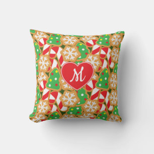 Christmas Cookies Monogram Throw Pillow