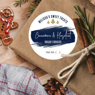 Christmas Cookies Navy Gold Elegant Holiday Baking Classic Round Sticker