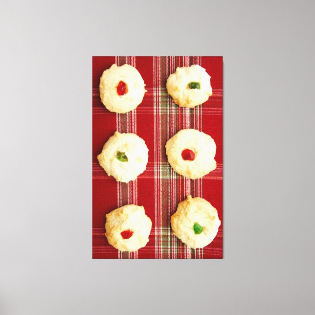 Christmas Cookies on Plaid 2 Wrapped Canvas Print (Front)