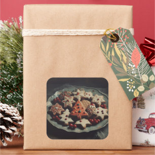 Christmas Cookies on Plate Xmas Cookie Square Sticker