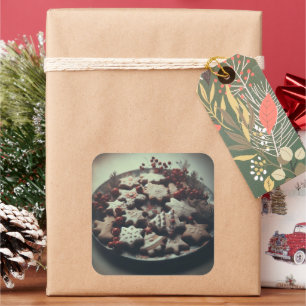 Christmas Cookies on Plate Xmas Cookie Square Sticker