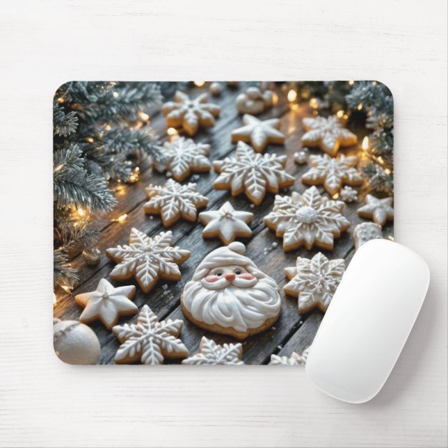 Christmas Cookies On Rustic Wood Mouse Pad (With Mouse)