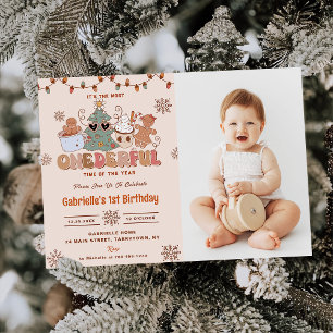 Christmas Cookies Onederful Birthday Party Photo Invitation