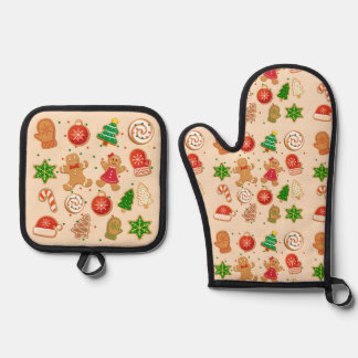 Christmas Cookies Oven Mitt & Pot Holder Set