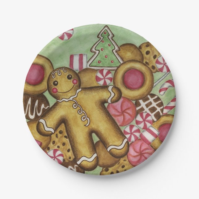 Christmas Cookies Party Holiday Paper Plates (Front)