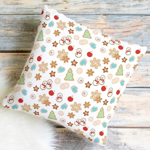 Christmas Cookies Patterned Throw Pillow