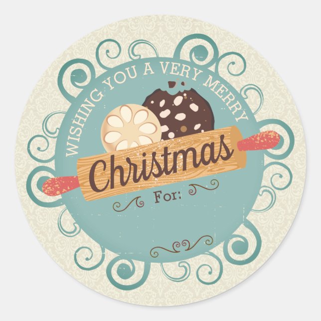 Christmas cookies personalized from the kitchen of classic round sticker (Front)