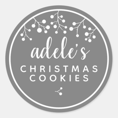 Christmas Cookies Personalized Gray Classic Round Sticker
